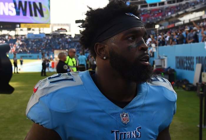 Tennessee Titans linebacker David Long (51) leaves the field after a win against the Kansas City Chiefs at Nissan Stadium.